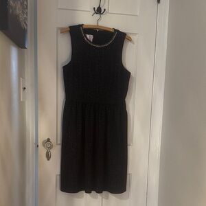 London Times Black Dress with Beaded Neckline